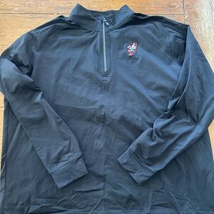 Black Quarter-Zip Pullover with Embroidered Logo